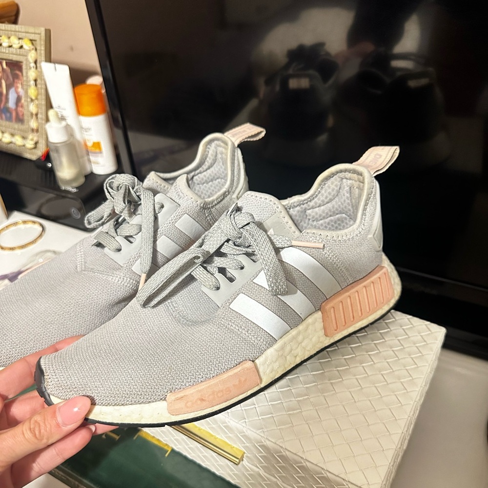 Women’s Gray and Pink Adidas NMD